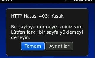 Blackberry HTTP hatası 403 Yasak