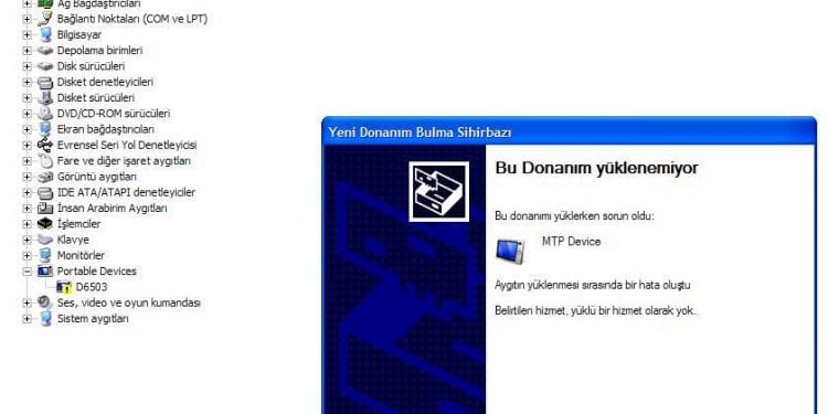 MTP USB aygıtı yüklemesi başarısız çözümü