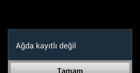 Samsung ağda kayıtlı değil hatası ekran görüntüsü bu şekilde.