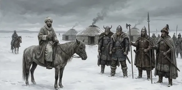 İbn Fadlan Seyahatnamesi kitabını yapay zeka bu şekilde görselleştirdi.