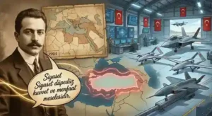 Bu görsel, Üç Tarz-ı Siyaset adlı yazındaki o en çarpıcı olan 'Ali Kemal, Savunma Sanayii ve İHA'lar' bölümü için bir 'geçmiş-gelecek köprüsü' vazifesi görüyor. Bir tarafta Akçura’nın makalesine o meşhur 'Cevabımız' yazısını kaleme alan Ali Kemal'in 1904'teki uyarısı, diğer tarafta ise o uyarının modern dünyadaki somut cevabı olan KAAN ve KIZILELMA gibi savunma teknolojileri yer alıyor.